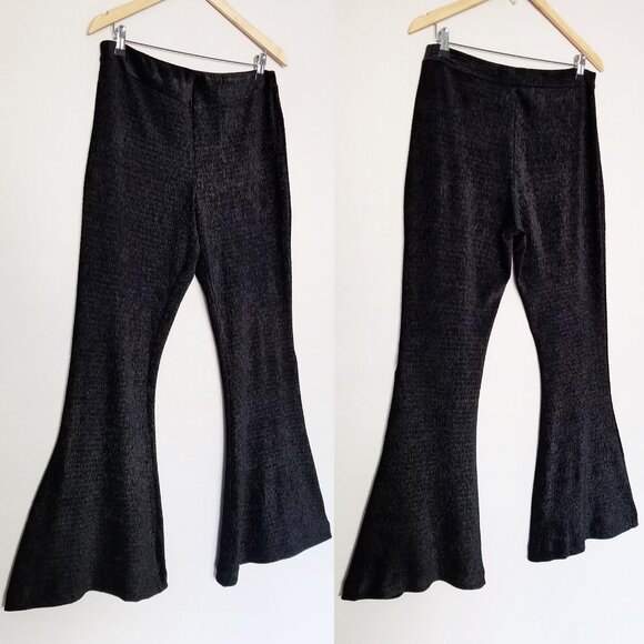 Free People So Charming Velvet Flare Pants L Black PullOn Stretch Whimsigoth Y2K - Picture 5 of 16